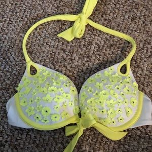 White/neon yellow bikini top